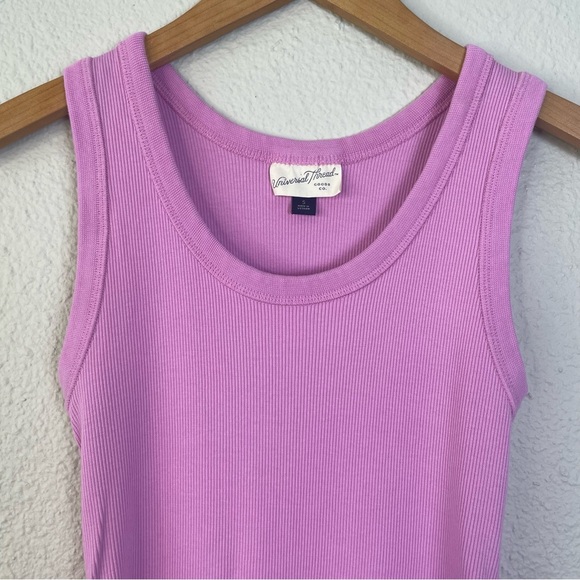 Universal Thread Maxi Dress Women’s S Pink Ribbed Knit Bodycon Slit Sleeveless - Picture 3 of 10